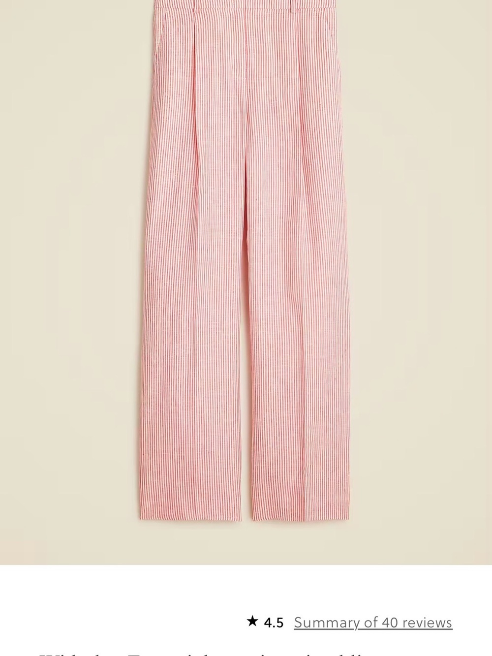 J Crew Wide-leg Essential pant in striped linen NWT size 4